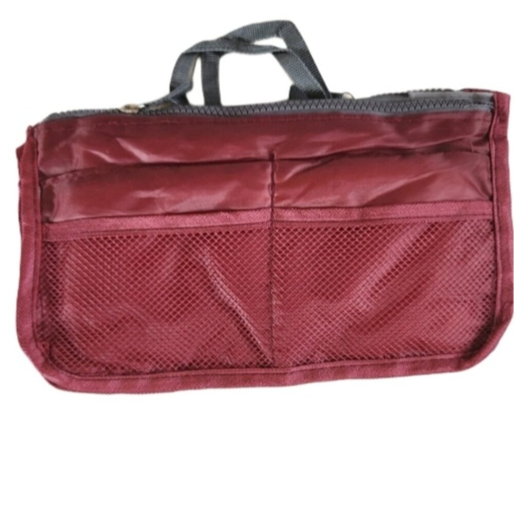 Purse Organizer Travel Bag Maroon Red Wine‎ Essentials Kit